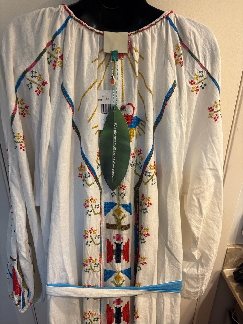 NWT Farm Rio Macaw Tassel-Tie Embroidered Maxi Dress Size M - Picture 7 of 16